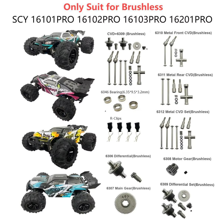 JJRC Zubehör für SCY16101PRO 16102PRO 16103PRO 16201PRO RC Auto, Metall, Grau - Bild 1