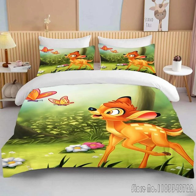 Bambi Bettwäsche-Set aus Mikrofaser mit Anime-Print, Mehrfarbig, B/H: 245 x 210 cm - Bild 1