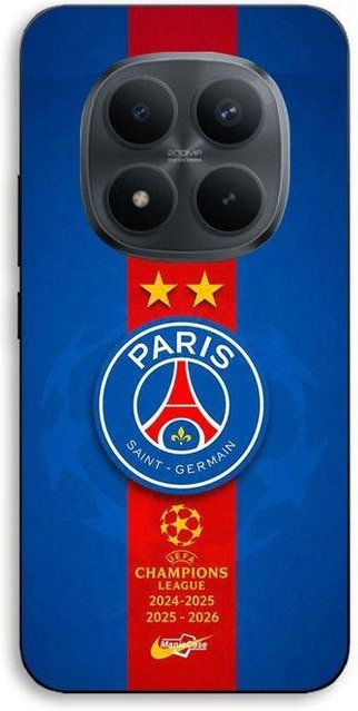 Maniacase Schutzhülle für Xiaomi Redmi Note 15 Pro 5G in Schwarz mit PSG Logo Design in Rot und Blau - Bild 1