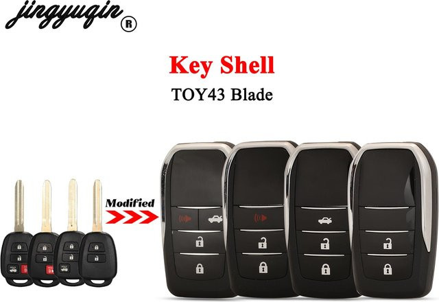 Jingyuqin Modifiziertes Klapp-Fernbedienungs-Autoschlüsselgehäuse für Toyota Camry Corolla Yaris Vios Prado mit TOY43 Klinge, Schwarz - Bild 1