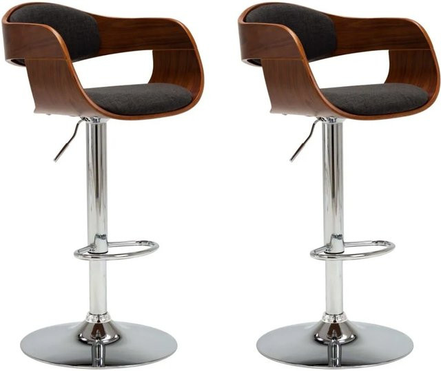 vidaXL Barhocker 2er Set aus Bugholz und Stoff in Grau und Braun - Bild 1