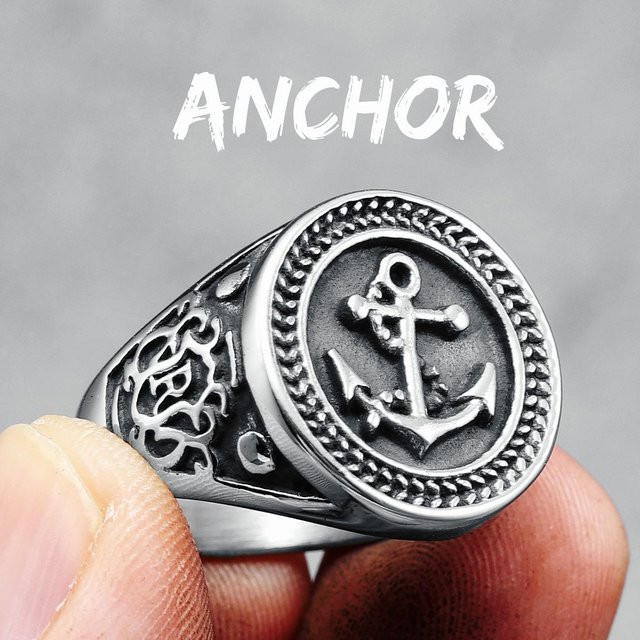 Yiran Jewelry Ankerring Edelstahl, Silber, Herren - Bild 1