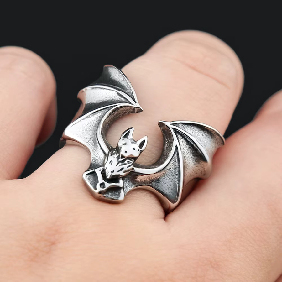 NORTHMAN Fledermausring, 316L Edelstahl, Silber, Unisex, Vintage - Bild 2