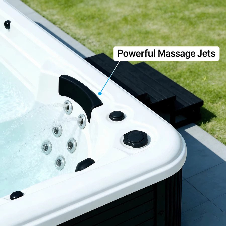 Freistehender Outdoor-Whirlpool mit Hydrotherapie-Wasserstrahlen für Familienmassage und Entspannung - Bild 3