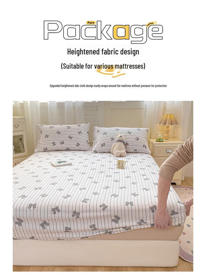 TrendVibeCN Dreiteiliges Spannbettlaken-Set aus reiner Baumwolle für Mutter und Baby, Weiß, Floral, Allergikerfreundlich, Pillowcase: 48 x 74 cm - Bild 1