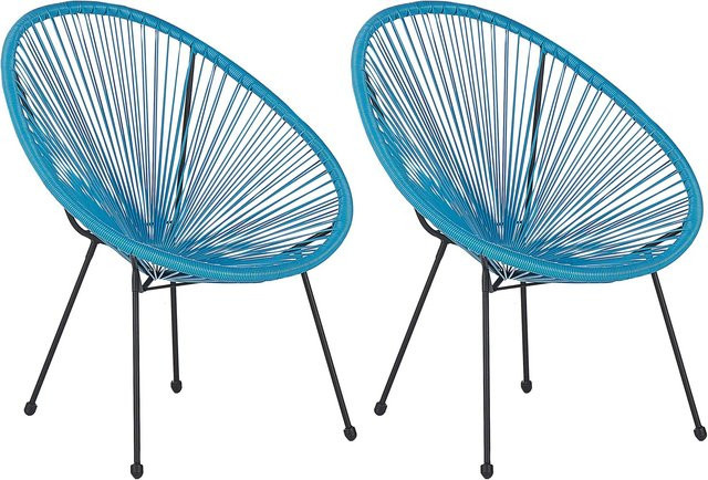 Beliani Cocktailsessel im Boho-Stil aus Rattan und Metall, Blau Schwarz, B/T/H: 90 x 70 x 87 cm - Bild 1
