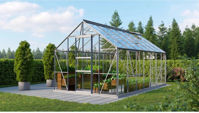 Vitavia Gewächshaus Meridian 1 Alu Vorzugsset in Schwarz mit Sicherheitsglas und Dachfenster, B/T/H: 254 x 232 x 232 cm - Bild 1