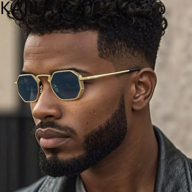 Hexagonal Kajila Sonnenbrille, Metall, Vollrand, Gold, Männer - Bild 1
