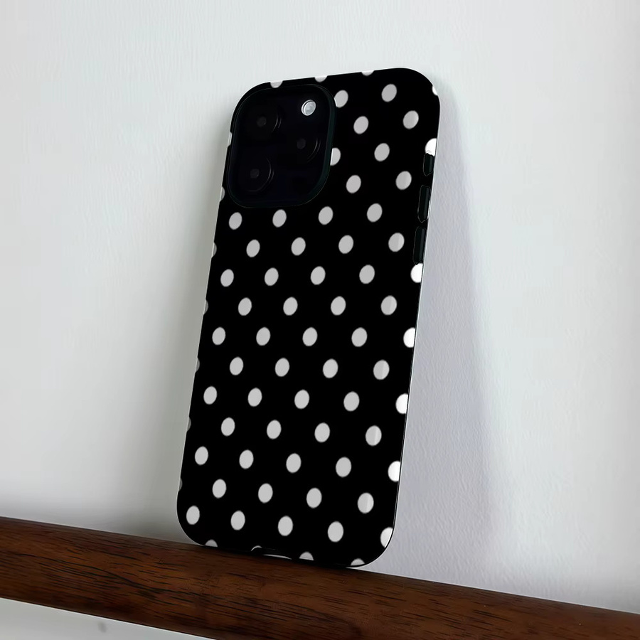 CaseLumi Matte Bumper MagSafe Hülle für iPhone 17 16 15 14 13 Pro Max Stoßfeste PC Schutzhülle mit Polka Dots in Schwarz und Weiß - Bild 5