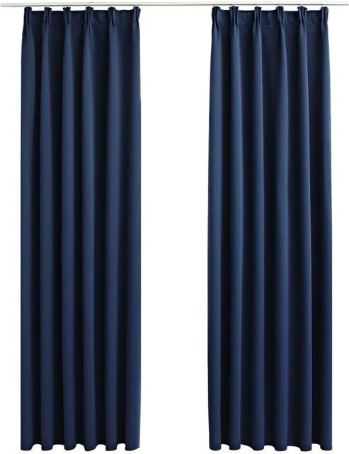 vidaXL Verdunkelungsvorhänge mit Haken, 2er-Set, Blau, B: 140 cm, H: 225 cm - Bild 1