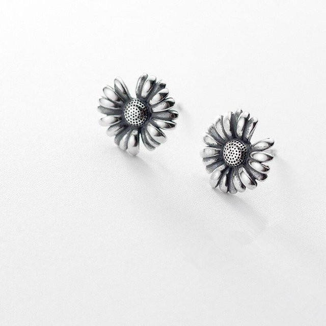 Allbestart Ohrstecker Gänseblümchen, Messing, Silber, Damen, Vintage - Bild 1