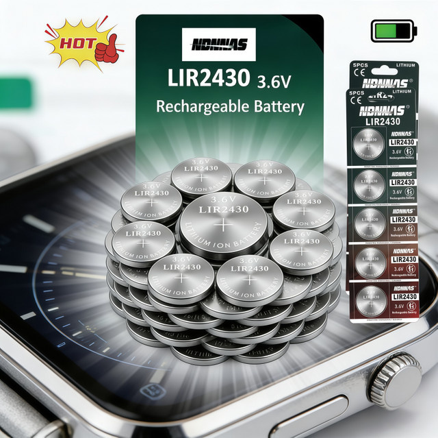 NDNNAS LIR2430 Wiederaufladbare Lithium-Ionen-Knopfbatterie 3,7 V 60 mAh in Silber - Bild 1