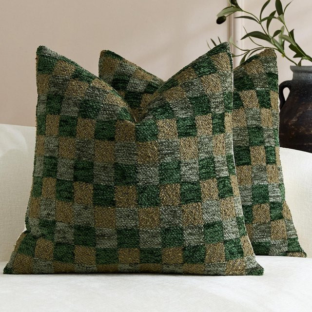 JMG Clothing Chenille Kissenbezug mit floralem Design in Grün, Boho Bauernhaus Stil, B/H: 30 x 50 cm - Bild 1