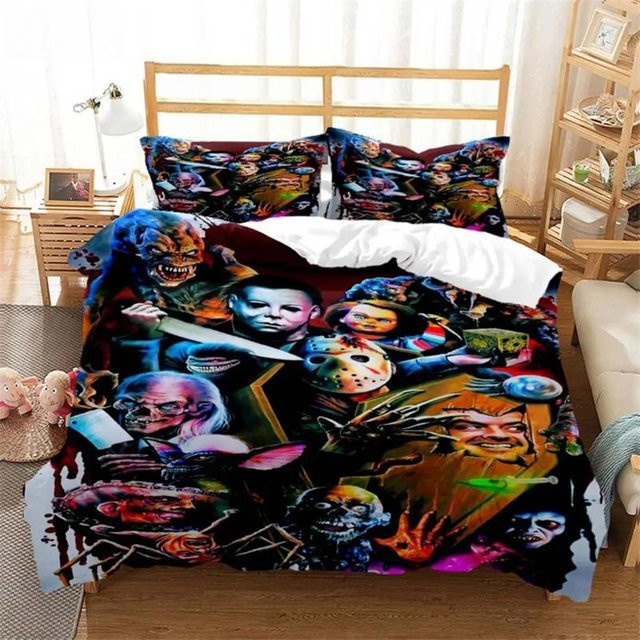 JMG Household Supplies Halloween Horrorfilm Clown Bettwäscheset mit Kissenbezügen, Mehrfarbig, B/H: 70 x 133 cm - Bild 1