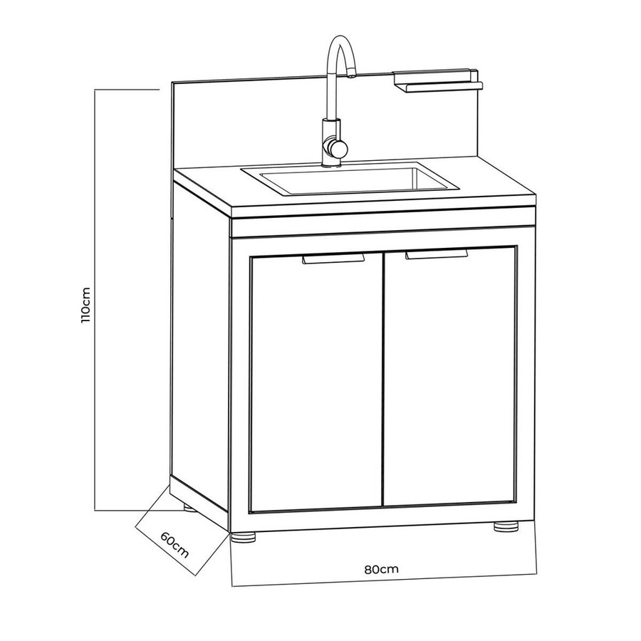 Modernes Küchenelement aus Stahl in Anthrazit, B/H/T: 60 x 110 x 80 cm - Bild 2