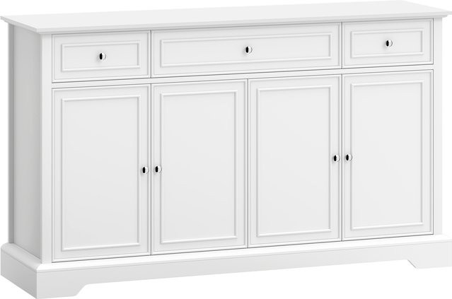 HOMCOM Wohnzimmer-Buffet in Weiß mit 3 Schubladen und 4 Soft-Close-Türen, modernes Aufbewahrungsmöbel für Esszimmer und Küche, B/T/H: 136 x 38 x 80 cm - Bild 1