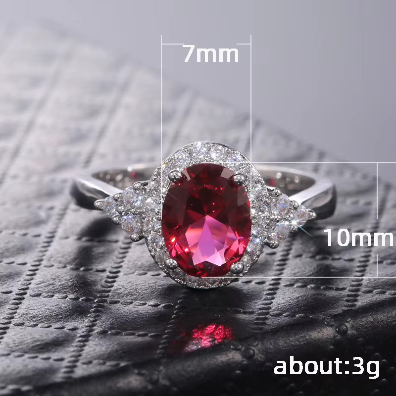Huitan Ring, Zirkonia, rot, Silber, Damen - Bild 4