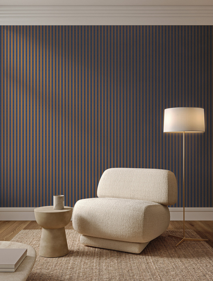 Jannelli & Volpi Tapete Stria 7749 in Blau und Braun mit abstraktem Streifenmuster aus Vlies und Vinyl - Bild 1