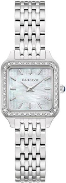 Bulova Damenuhr, Quarz, Edelstahl, eckig, 28 mm, Weiß - Bild 1