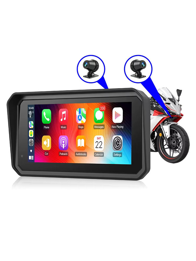 Jansite GPS Navigationsdisplay für Motorräder mit Carplay und Android Auto, 6,25 Zoll, IP67 wasserdicht, Schwarz - Bild 6