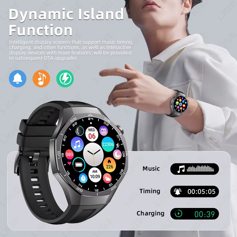 LIGE Smartwatch für Herren in Schwarz mit EKG-Monitor, Bluetooth-Anruf und Musiksteuerung - Bild 6
