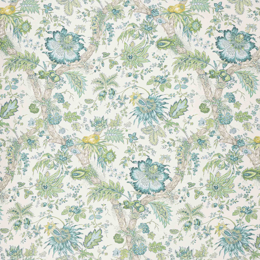 Manuel Canovas Tapete Adelaide in Celadon mit floralem Botanical-Design in Grün, Blau und Multicolour - Bild 1