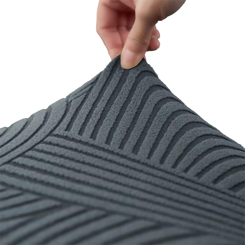 Yupartex Kurze Stuhlhussen aus Stretch-Jacquard in Grau für Esszimmer, Bar und Büro - Bild 3