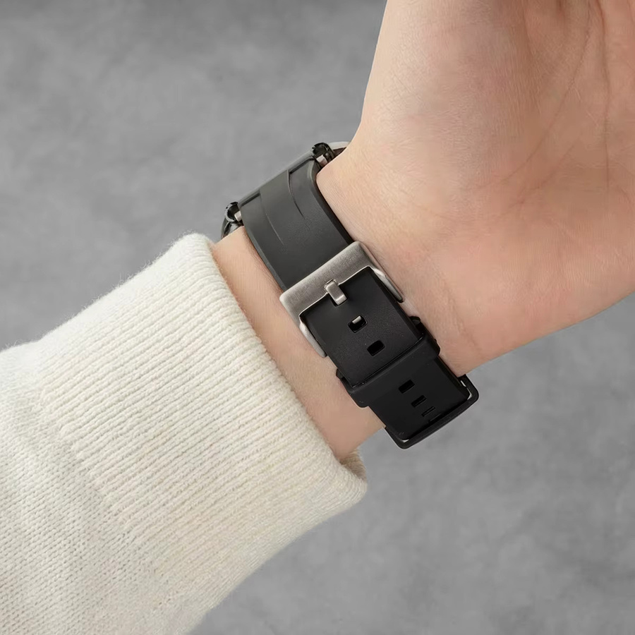 CAOWTAN Schutzset für Redmi Watch 5 Active mit PC-Hartschutzhülle und verstellbarem Silikon-Sportarmband in Schwarz - Bild 1