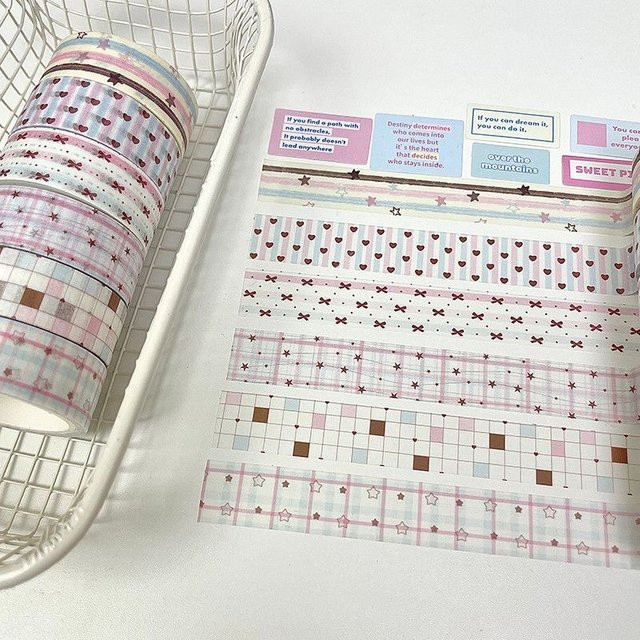 MINKYS Vintage Star Peach Washi-Tape Set aus Papier, 6 Stück, Farbe: Pink - Bild 1