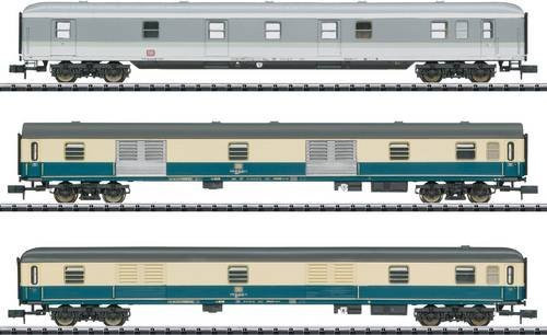 MiniTrix N Wagen-Set Postexpress ExprD 14117 Deutsche Bundesbahn in Ozeanblau und Elfenbein - Bild 1