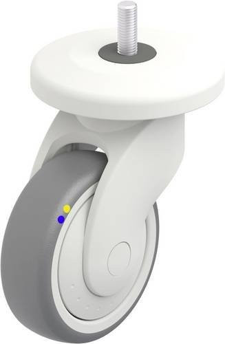 Blickle Kunststoff-Lenkrolle in Grau und Weiß mit einem Rad-Durchmesser von 100 mm und einer Tragfähigkeit von maximal 70 kg - Bild 1