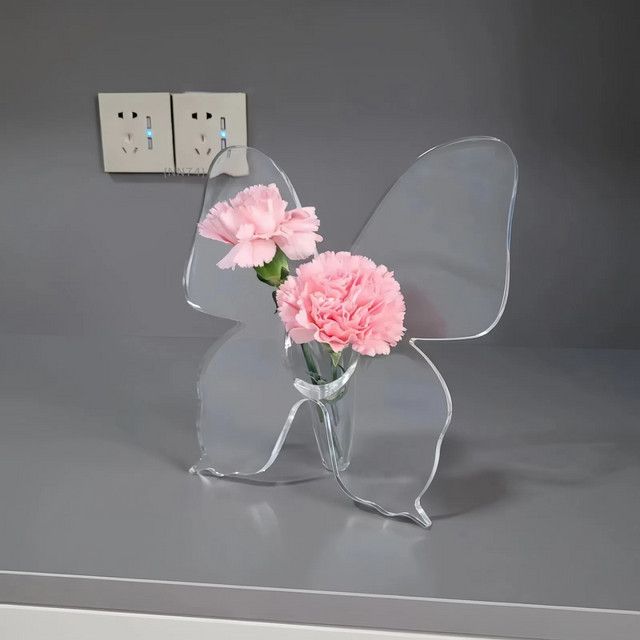 JETTING Schmetterlings-Blumenvase aus Acryl, transparent, dreidimensionales Design für die Heimdekoration - Bild 1