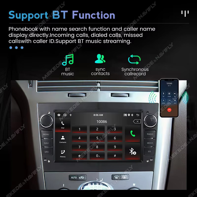 Navifly Android 15 Autoradio mit GPS für Opel Astra H J, Vectra, Zafira, Corsa C D, Vivaro und Meriva, 2 Din Stereo, Schwarz - Bild 4