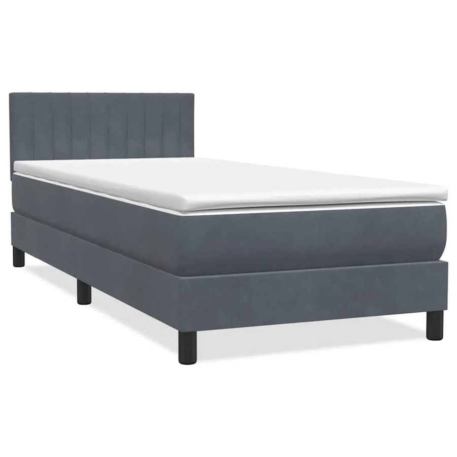vidaXL Boxspringbett mit Matratze und LED-Unterbettbeleuchtung in Dunkelgrau aus Samt, B/T: 80 x 210 cm - Bild 2