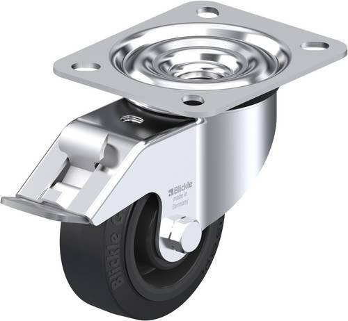 Blickle Lenkrolle LE-POEV 80XR-FI mit Feststeller, Farbe Schwarz-Silber, Rad-Durchmesser: 80 mm, Tragfähigkeit: 140 kg - Bild 1