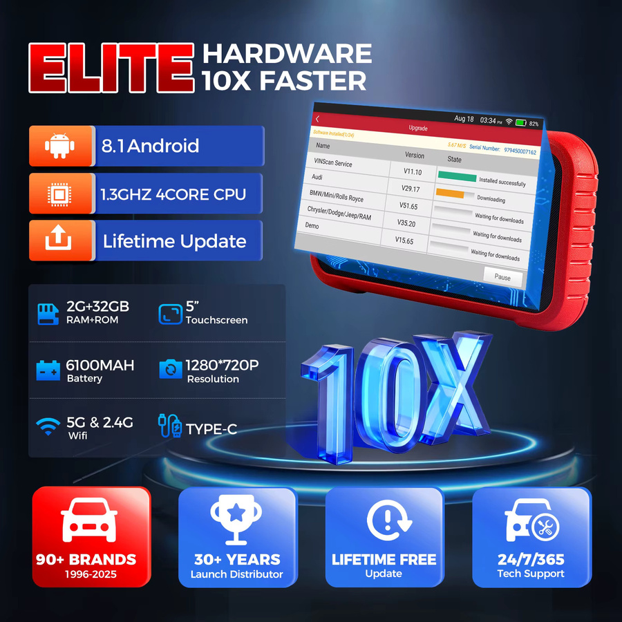 LAUNCH X431 OBD2 Scanner CRP123E V3.0/CRP123I V3.0 Diagnosegerät in Rot mit 7 Reset-Funktionen für Motor, ABS, SRS, AT sowie CANFD & DoIP Unterstützung - Bild 7
