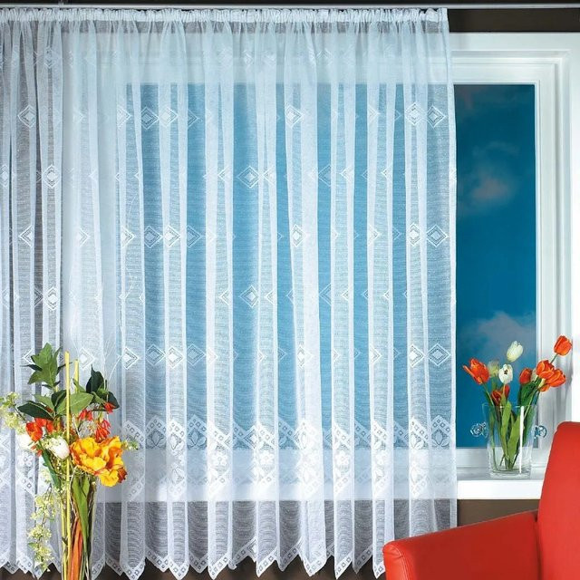 Arsvita Gardine Marburg Philomena mit Universalband, Weiß Transparent, Floral, B: 300 cm, H: 175 cm - Bild 1