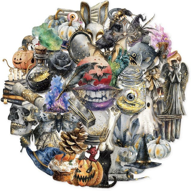Charile Cartoon Transparent Gothic Hallowmas Schädel Graffiti Aufkleber, multicolour - Bild 1