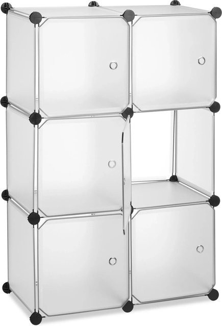 Relaxdays Regalsystem aus Kunststoff und Metall in Transparent mit 6 Türen, H x B x T: 97,5 x 66 x 31,5 cm - Bild 1