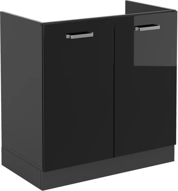 Vicco Spülenunterschrank R-Line in Schwarz Hochglanz und Anthrazit ohne Arbeitsplatte, Breite: 80 cm - Bild 1