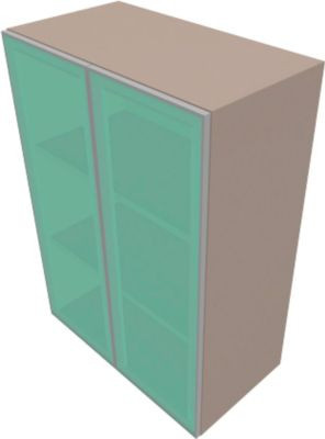 Glastürenschrank SOLUS PLAY von Schäfer Shop in Stone Grey, grifflos mit satinierten Glastüren und verstellbaren Regalböden, B/T/H: 80 x 44 x 112,2 cm - Bild 1