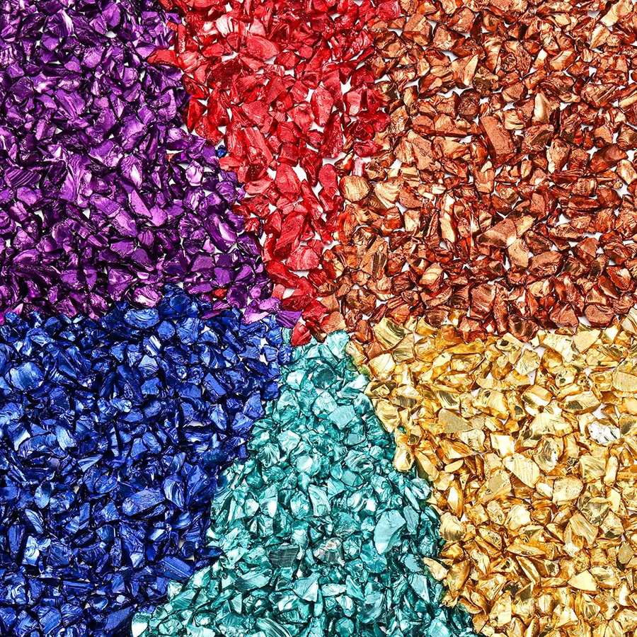 AGCFABS Dekorative Kristall-Steine aus Glas und Metall in Grün und Multicolour, 50 g Füllstoff für DIY Epoxidharz-Dekorationen und Tischdekoration - Bild 2