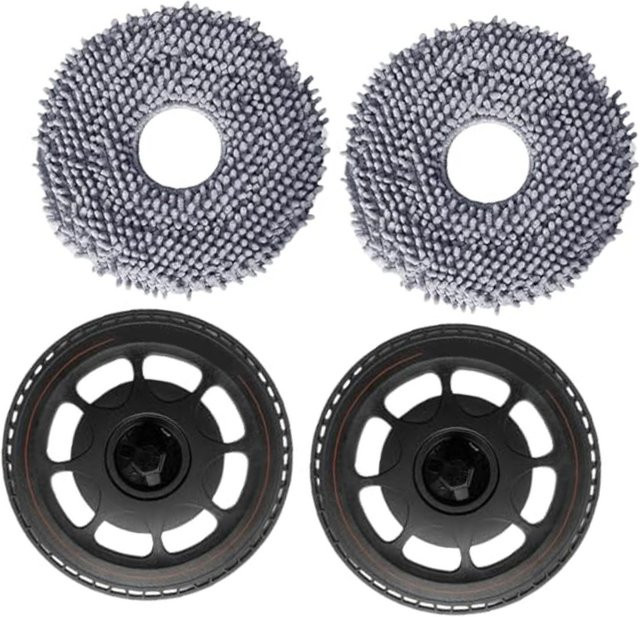 Roborock Ersatz-Mopphalterung und Mikrofaser-Wischpads in Grau für Qrevo S5V Edge Curv S5X Roboter-Staubsauger, Set mit 2 Halterungen und 2 Pads - Bild 1