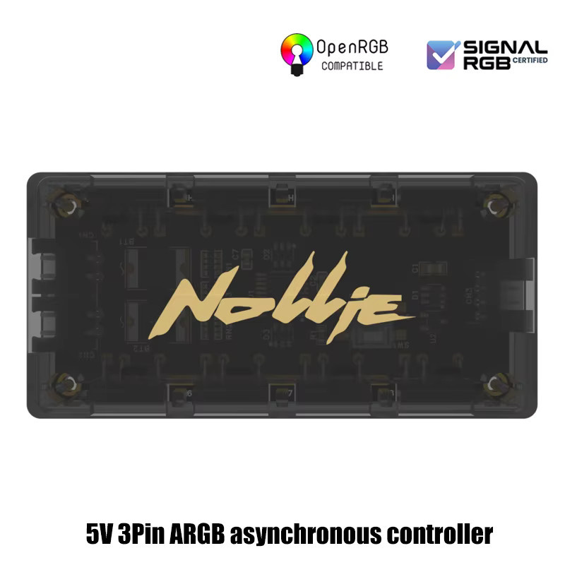 Nollie 5V ARGB Asynchroner Controller Lichtleiste Hub in Schwarz für SignalRGB und OpenRGB zur Steuerung deines Computergehäuse RGB Systems - Bild 2