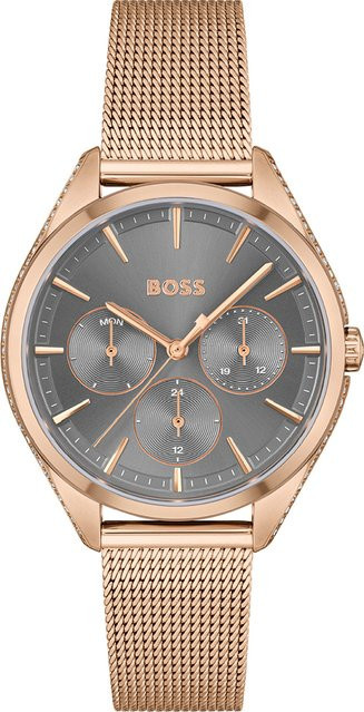 BOSS Damenuhr, Analoguhr, Quarz, Edelstahl, Grau, 38 mm, 3 ATM - Bild 1