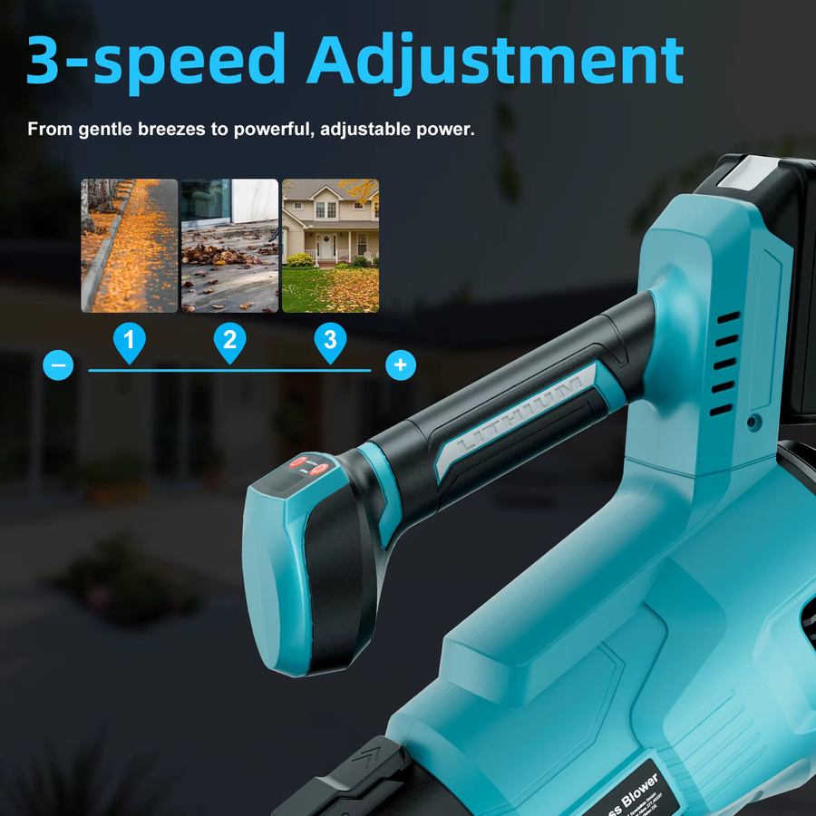 Bürstenloser Elektro-Laubbläser für Makita LXT und DEWALT 18V Akku, 2-in-1 Turbo-Gebläse für Laub, Schnee und Gartenreinigung - Bild 3
