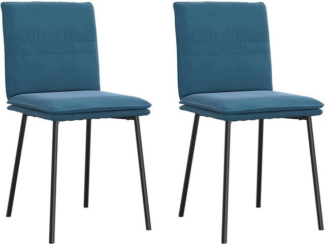 DELUKE Esszimmerstühle VERA 2er Set Blau Samt Polsterstühle für Esszimmer und Wohnzimmer - Bild 1