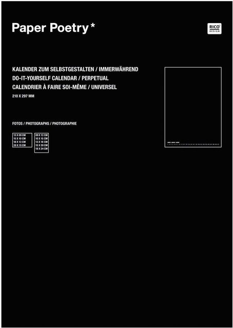 Rico Design Paper Poetry Bastelkalender immerwährend in Schwarz, Format A4 - Bild 1