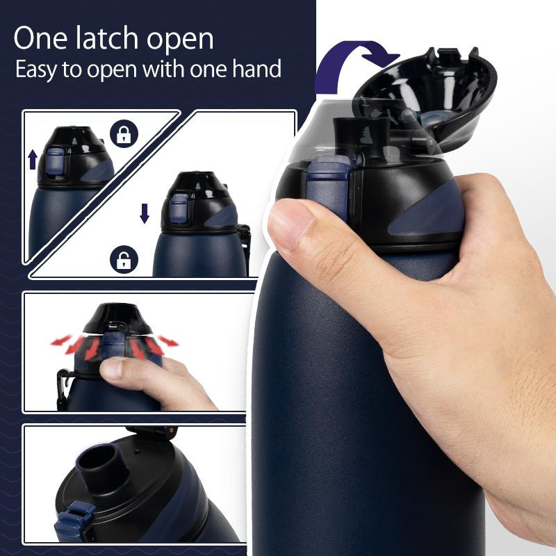 FEIJIAN Edelstahl-Vakuumflasche für warme und kalte Getränke, Blau, 600 ml - Bild 2