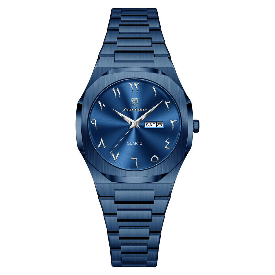 POEDAGAR Armbanduhr Quarz, Edelstahl, Silber, Damen, Wochentagsanzeige - Bild 7